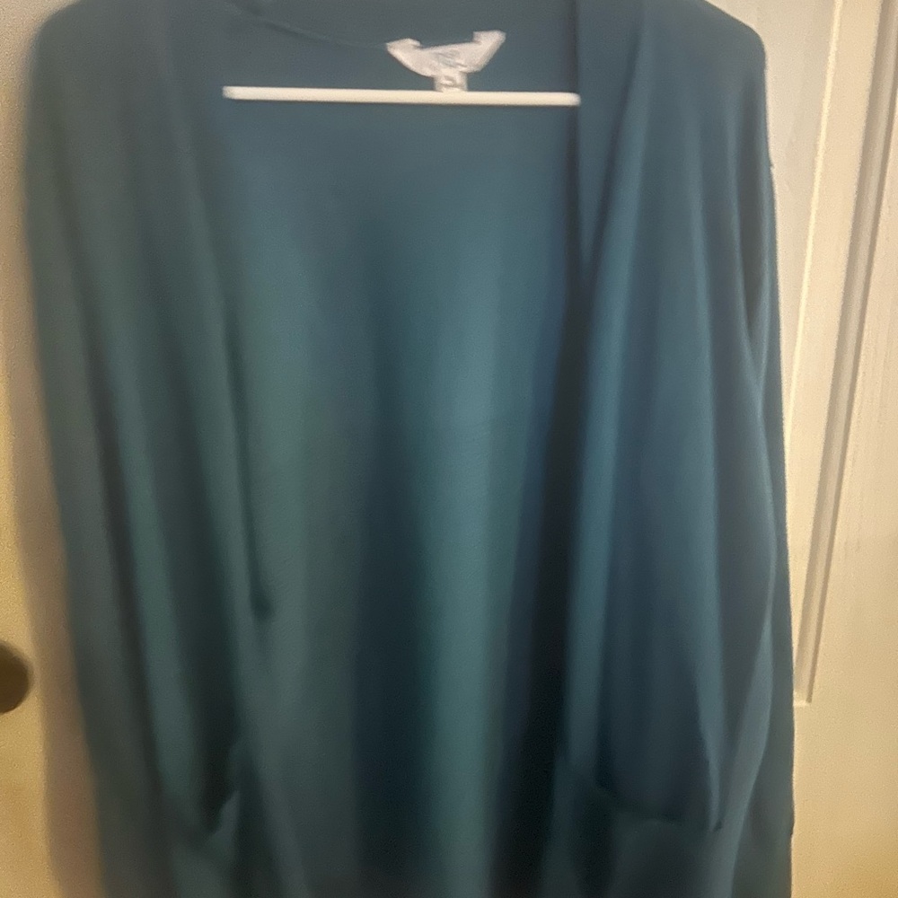 Time and Tru Teal Open-Front Women's Cardigan